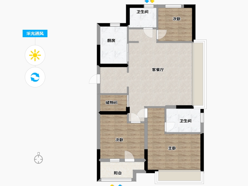 山东省-青岛市-通汇当代阅MOMΛ-84.00-户型库-采光通风