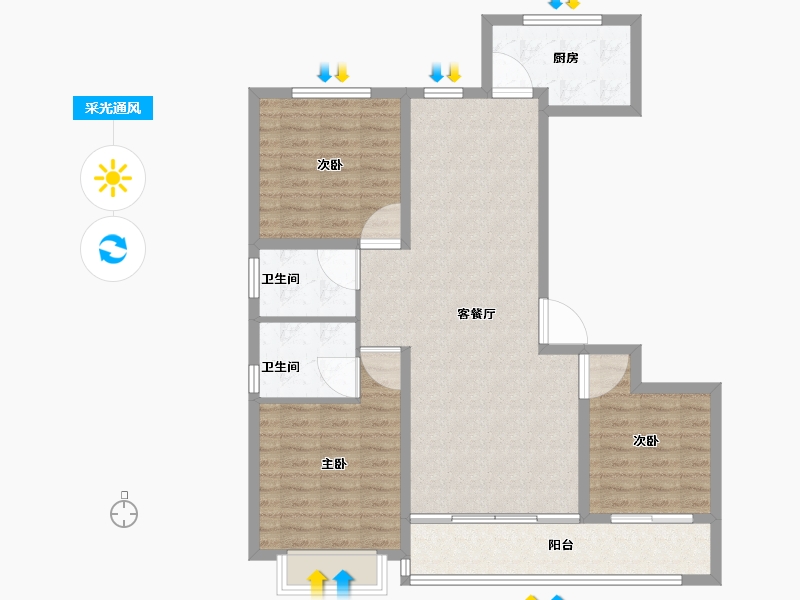 山东省-潍坊市-中房爱悦城鸿府-100.00-户型库-采光通风