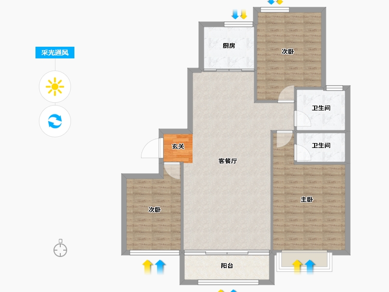 山东省-泰安市-福井福地-104.00-户型库-采光通风