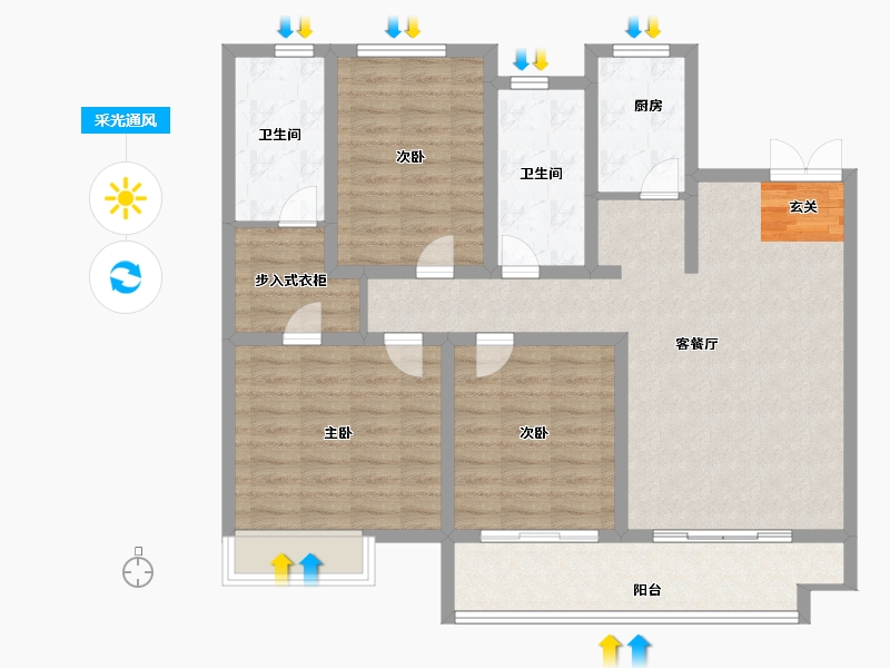 山东省-泰安市-智谷·时代云著-103.00-户型库-采光通风