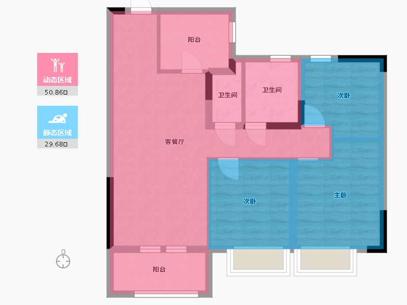 山东省-青岛市-通汇当代阅MOMΛ-71.20-户型库-动静分区