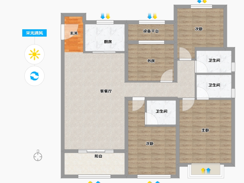 山东省-泰安市-泰山院子-119.01-户型库-采光通风