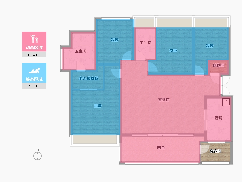 四川省-成都市-招商大魔方玺悦轩-131.20-户型库-动静分区