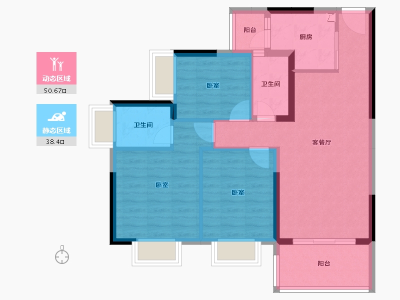 广东省-惠州市-碧桂园城央印象-79.46-户型库-动静分区