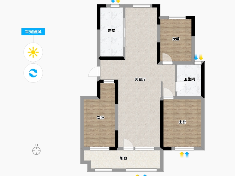 山东省-青岛市-高实·合苑-88.80-户型库-采光通风