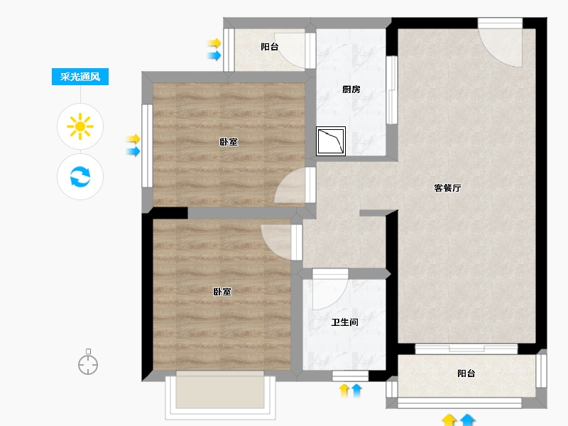 四川省-成都市-炎华置信花千集中心住宅-58.95-户型库-采光通风