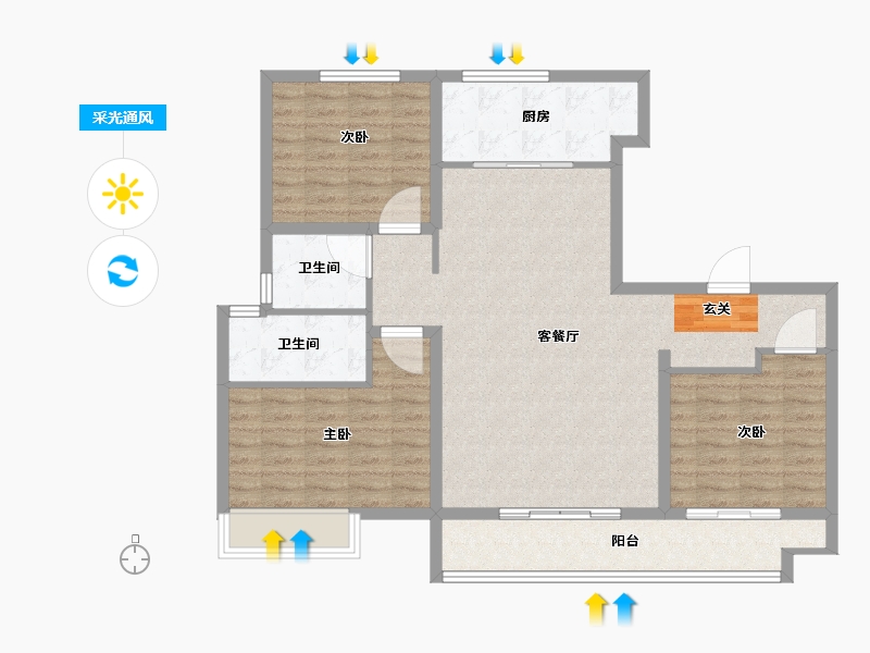 山东省-泰安市-智谷·时代云著-103.01-户型库-采光通风