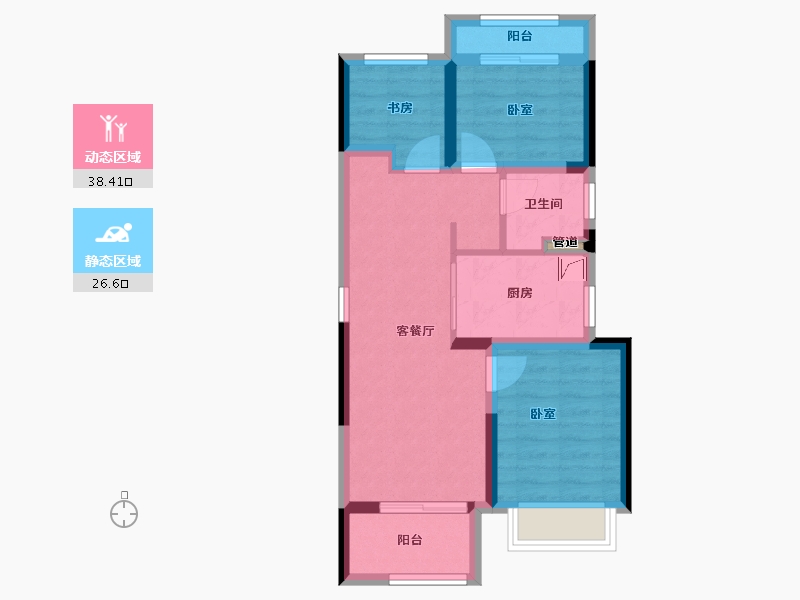 浙江省-宁波市-万科蔚蓝城市-56.63-户型库-动静分区