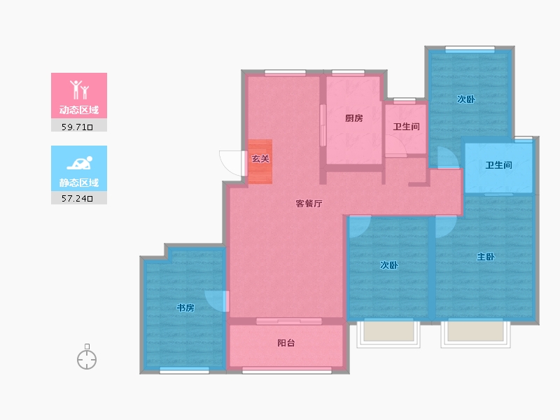 山东省-泰安市-泰山院子-104.69-户型库-动静分区