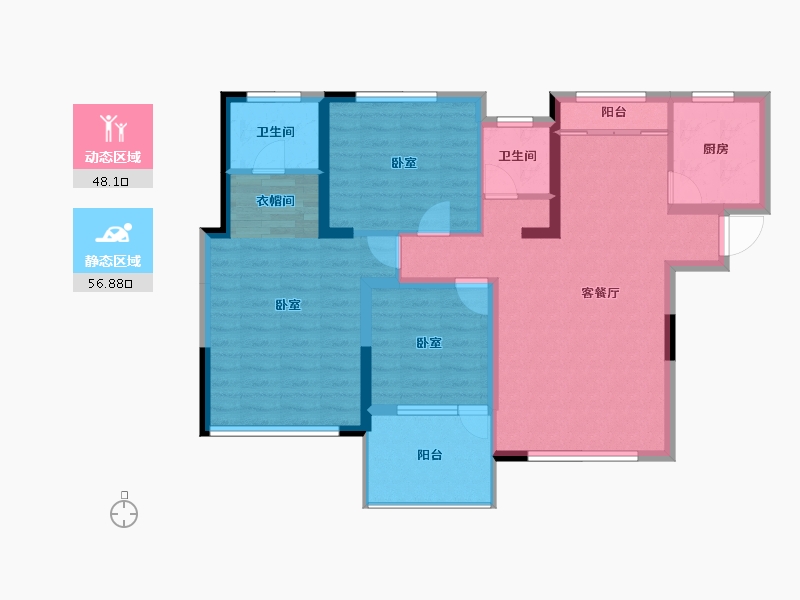 湖南省-长沙市-天元国际公寓-93.98-户型库-动静分区