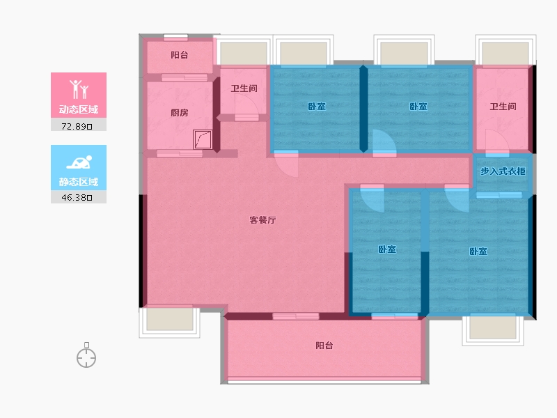 广东省-汕尾市-御景中央花园-104.83-户型库-动静分区