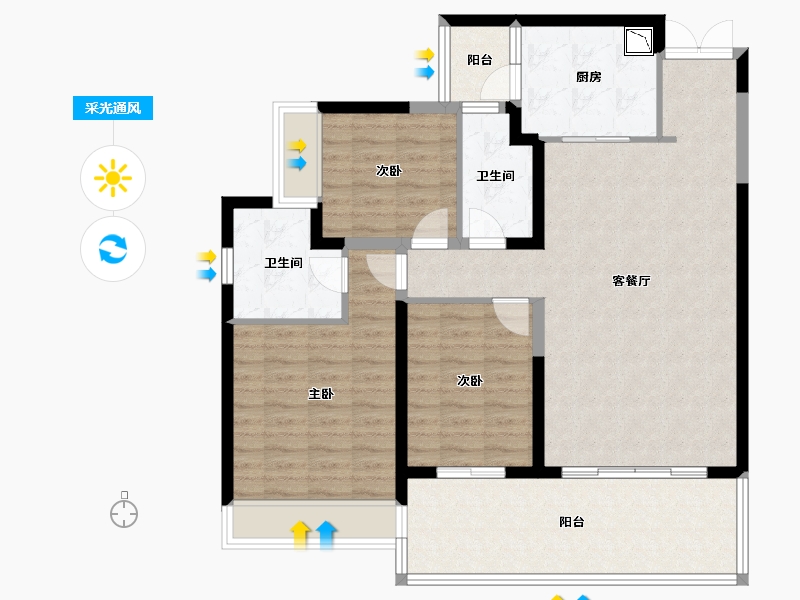 四川省-成都市-招商大魔方玺悦轩-107.40-户型库-采光通风