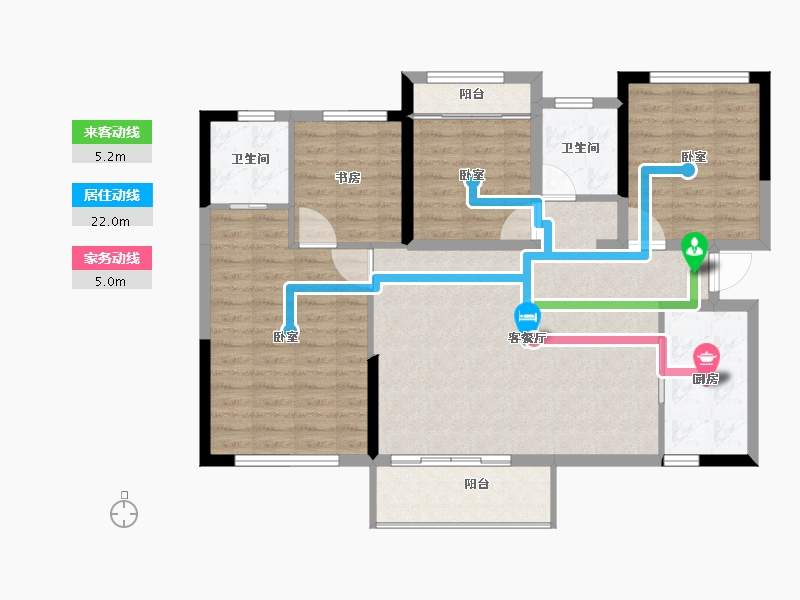 湖南省-长沙市-天元国际公寓-103.20-户型库-动静线