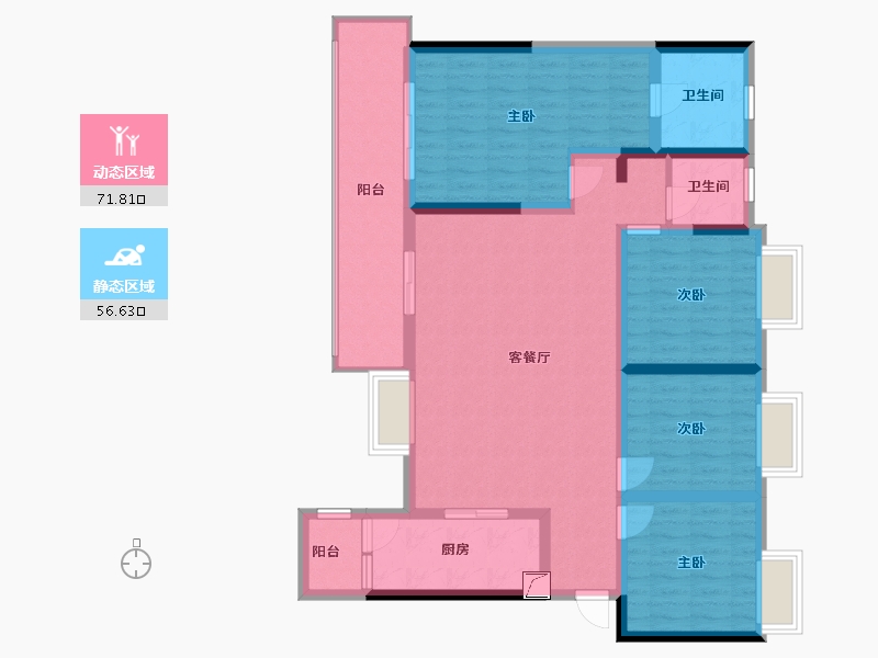 四川省-德阳市-世茂璀璨天城-114.73-户型库-动静分区