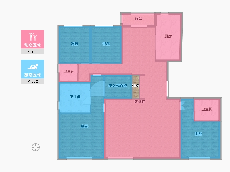 陕西省-西安市-长安金茂府-156.26-户型库-动静分区