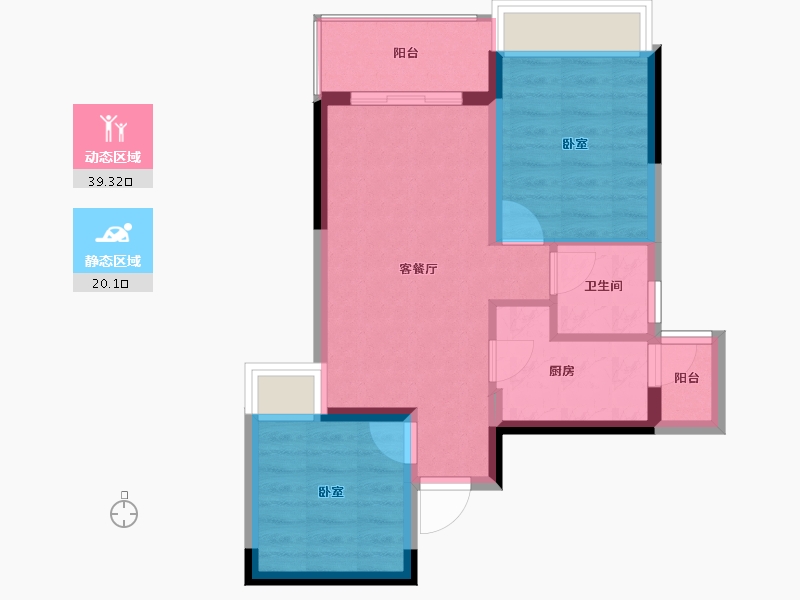 四川省-成都市-炎华置信花千集中心住宅-52.72-户型库-动静分区