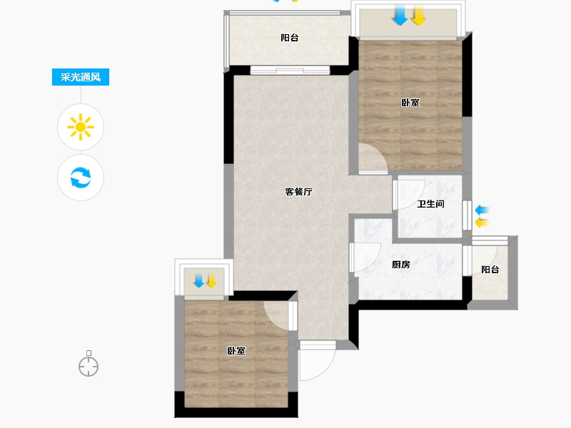 四川省-成都市-炎华置信花千集中心住宅-52.72-户型库-采光通风