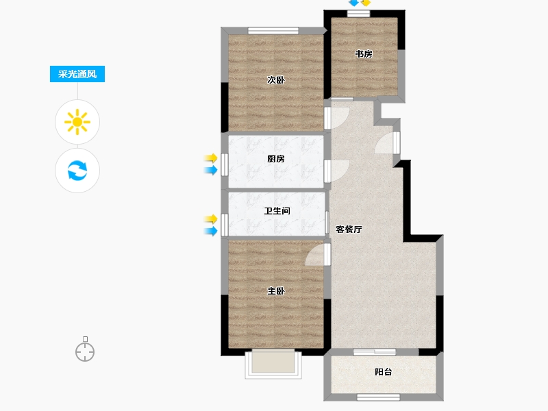 山东省-青岛市-仙山花园-74.36-户型库-采光通风