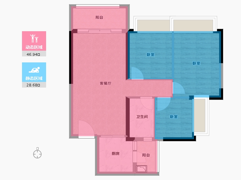 广东省-广州市-敏捷绿湖首府-66.99-户型库-动静分区