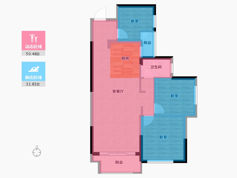 湖南省-长沙市-天元国际公寓-73.95-户型库-动静分区