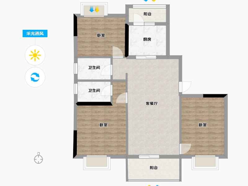 广东省-汕尾市-海丰碧桂园天銮山-91.26-户型库-采光通风