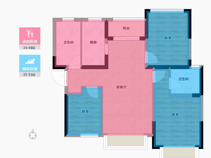 四川省-成都市-炎华置信花千集中心住宅-66.07-户型库-动静分区