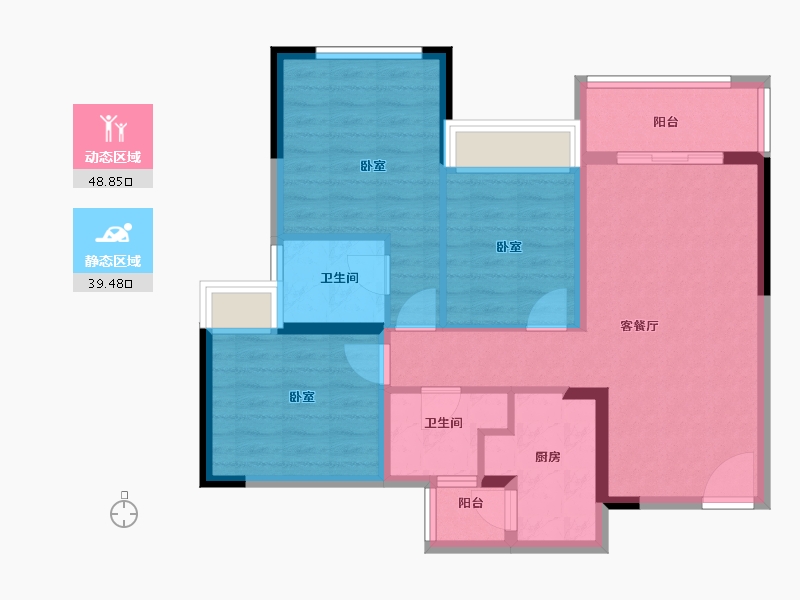 四川省-成都市-炎华置信花千集中心住宅-78.00-户型库-动静分区