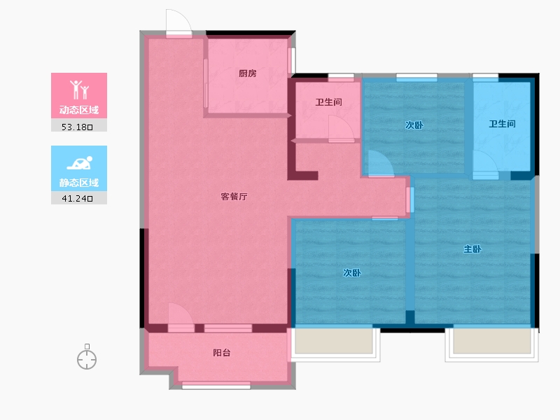 山东省-青岛市-通汇当代阅MOMΛ-84.00-户型库-动静分区