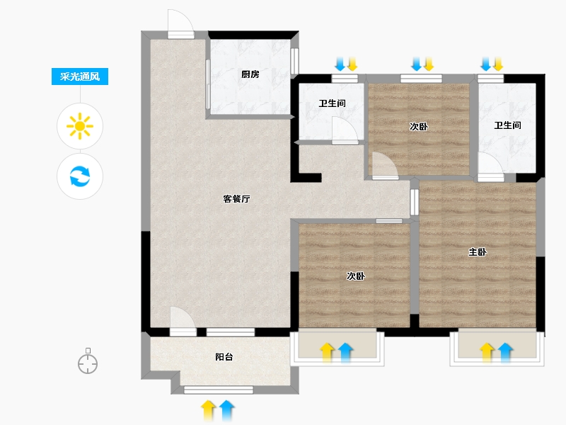 山东省-青岛市-通汇当代阅MOMΛ-84.00-户型库-采光通风