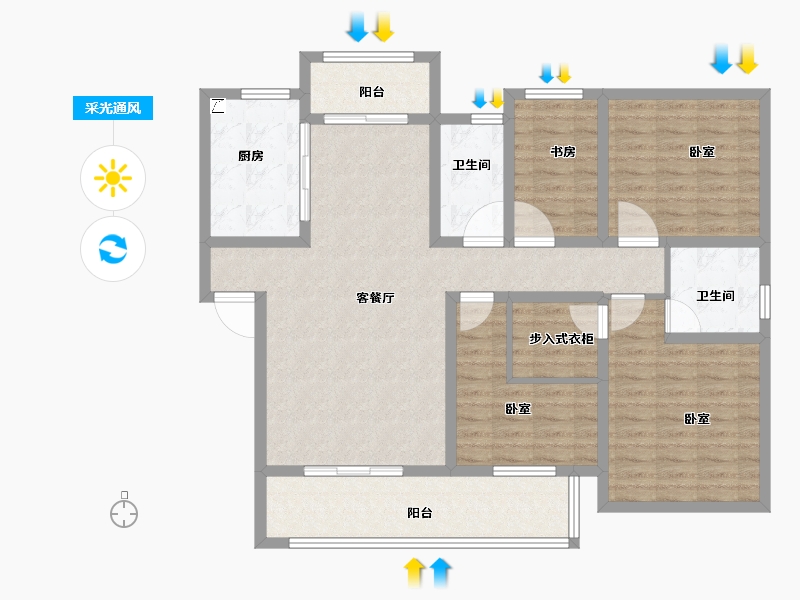 湖南省-衡阳市-华瑞园-114.00-户型库-采光通风