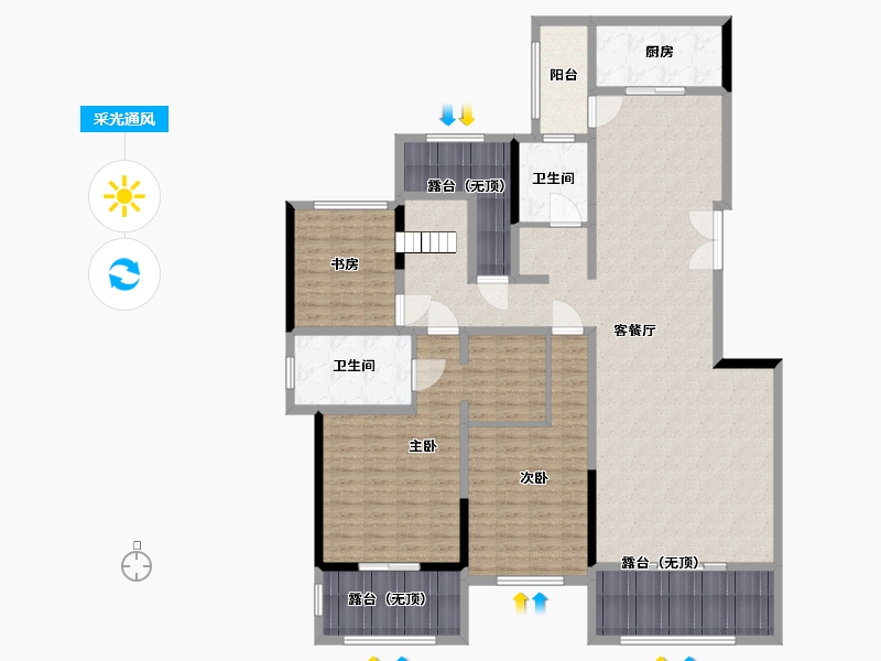 陕西省-西安市-国润城-174.00-户型库-采光通风