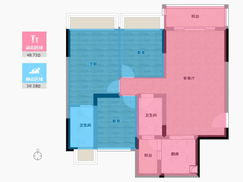 广东省-佛山市-碧桂园智慧家-75.09-户型库-动静分区