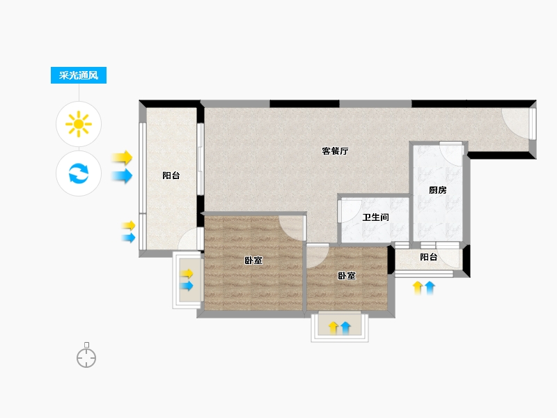 广东省-汕头市-铭荟花园-70.46-户型库-采光通风