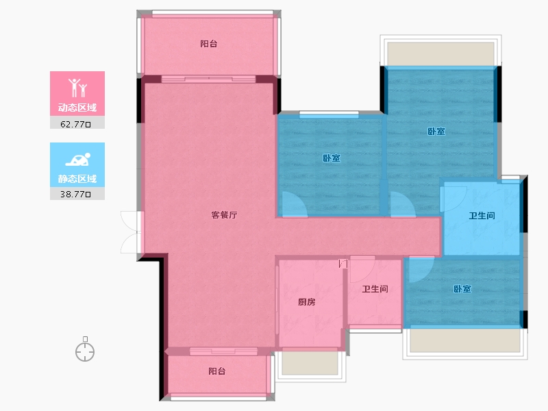 湖南省-衡阳市-阳光美城-92.50-户型库-动静分区