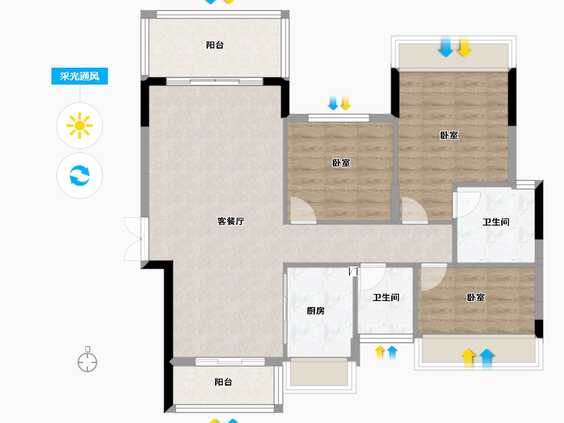 湖南省-衡阳市-阳光美城-92.50-户型库-采光通风