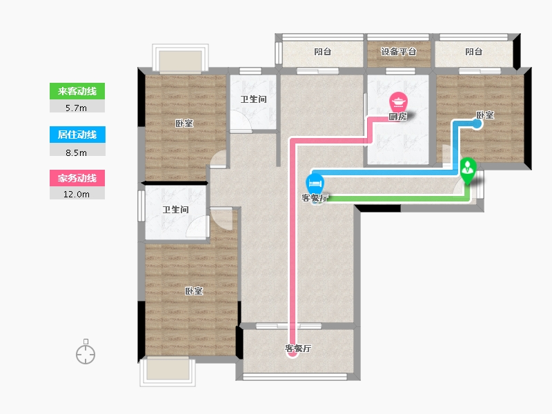 湖北省-孝感市-云湖尚景-107.71-户型库-动静线