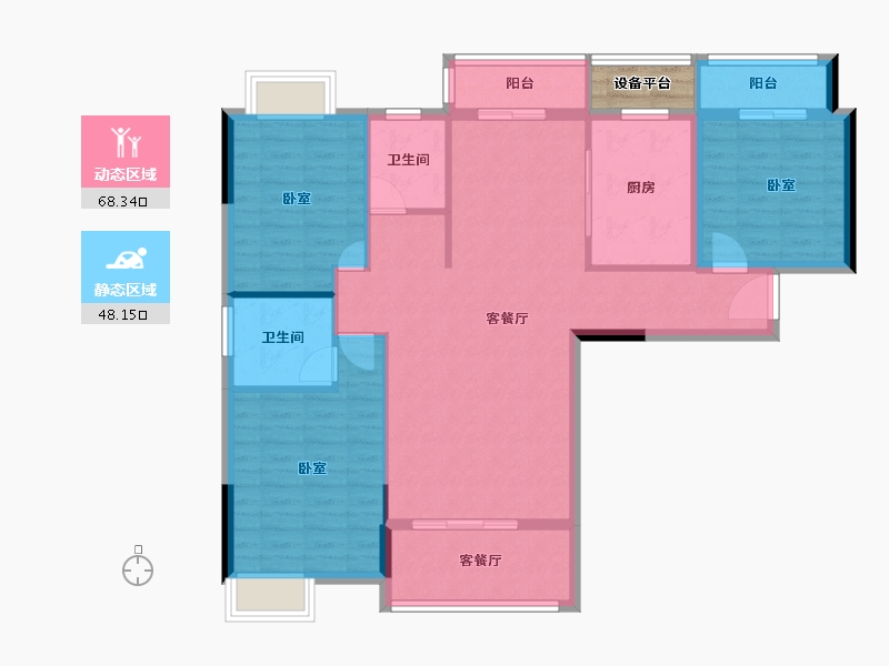 湖北省-孝感市-云湖尚景-107.71-户型库-动静分区