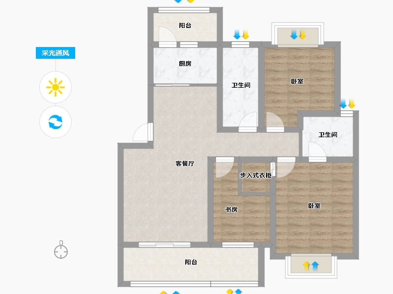 湖南省-衡阳市-华瑞园-85.07-户型库-采光通风