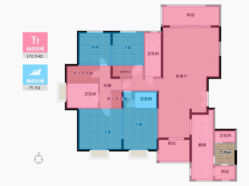 山东省-烟台市-天马相城二期-227.81-户型库-动静分区