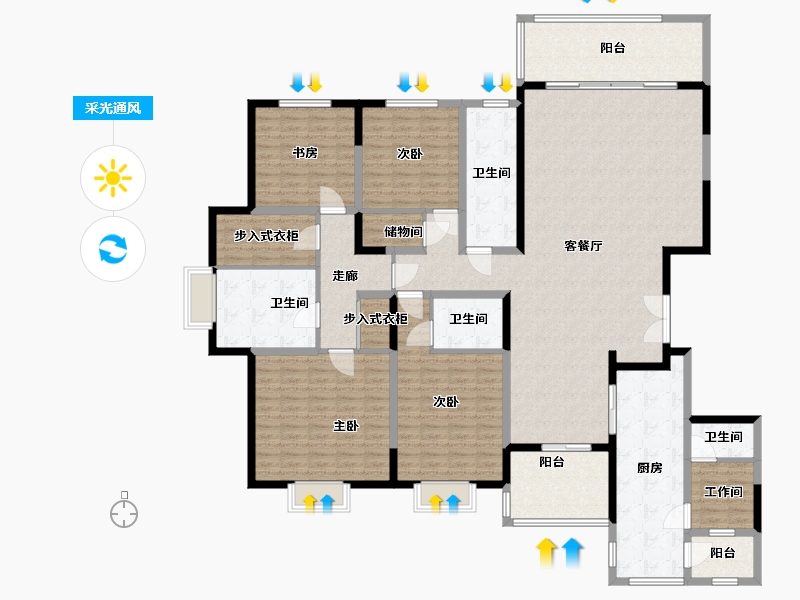 山东省-烟台市-天马相城二期-227.81-户型库-采光通风