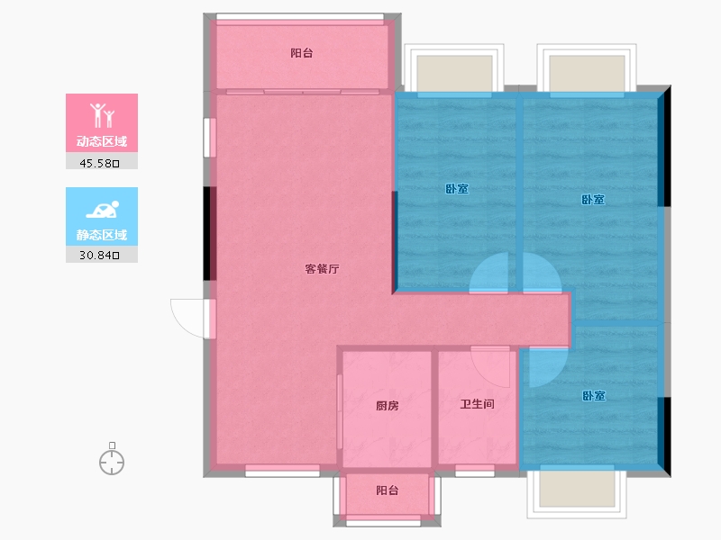 广东省-东莞市-华建骏景园-69.34-户型库-动静分区