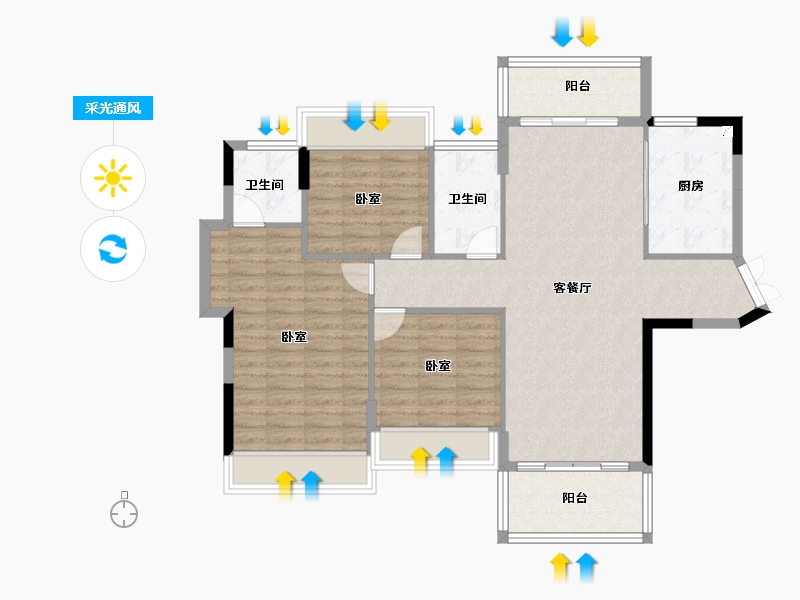 湖南省-衡阳市-阳光美城-99.14-户型库-采光通风