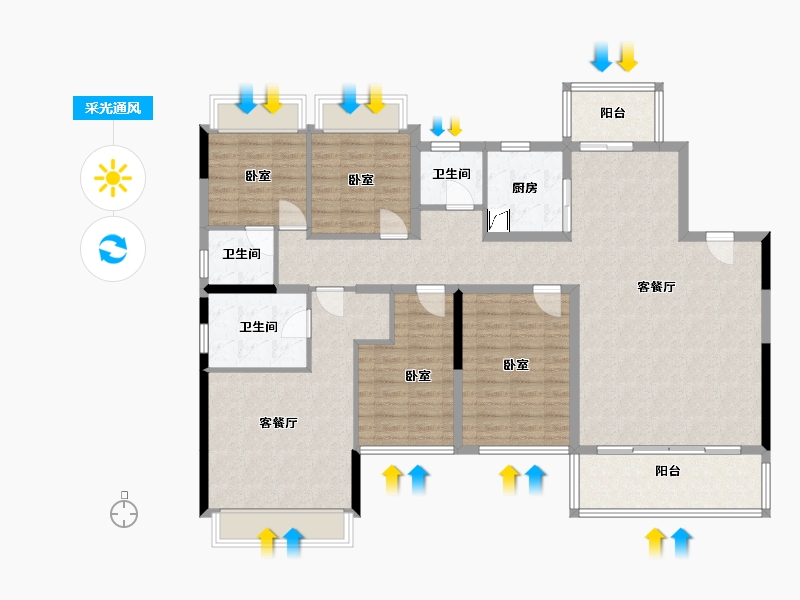 广东省-河源市-汇景·九里湾花园-140.27-户型库-采光通风