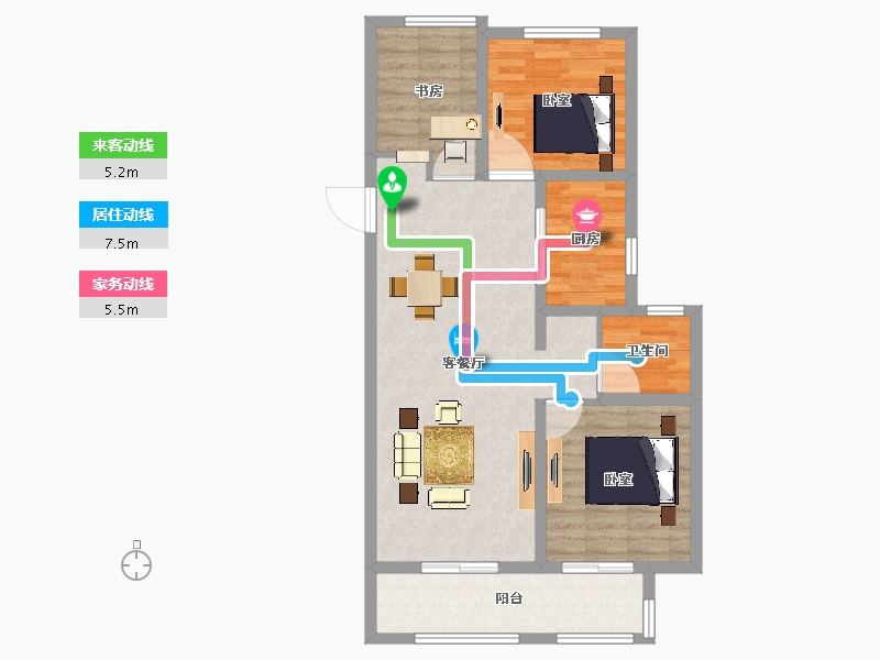 江苏省-宿迁市-新城悦隽-84.00-户型库-动静线