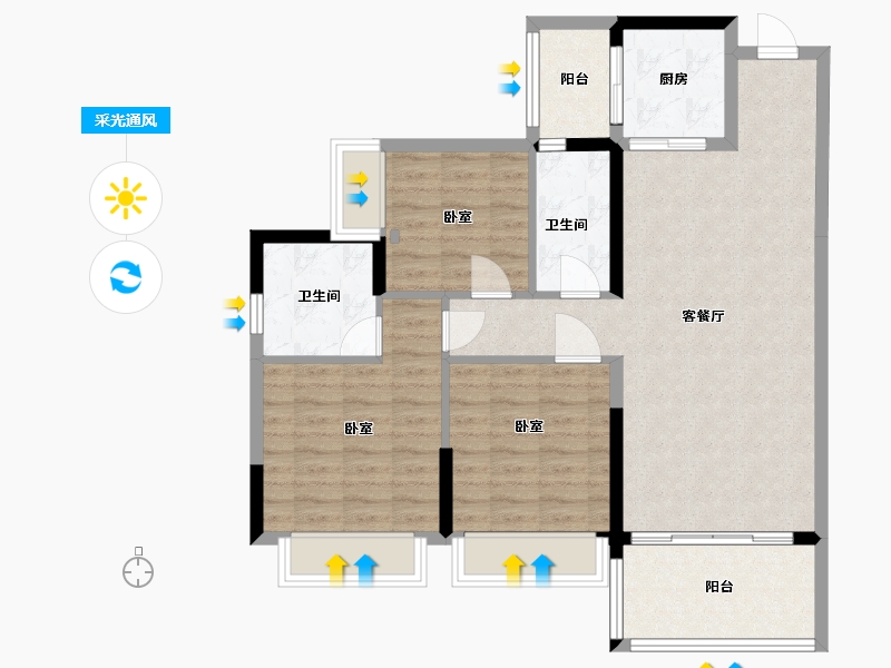 广东省-阳江市-锦峰花园-91.51-户型库-采光通风