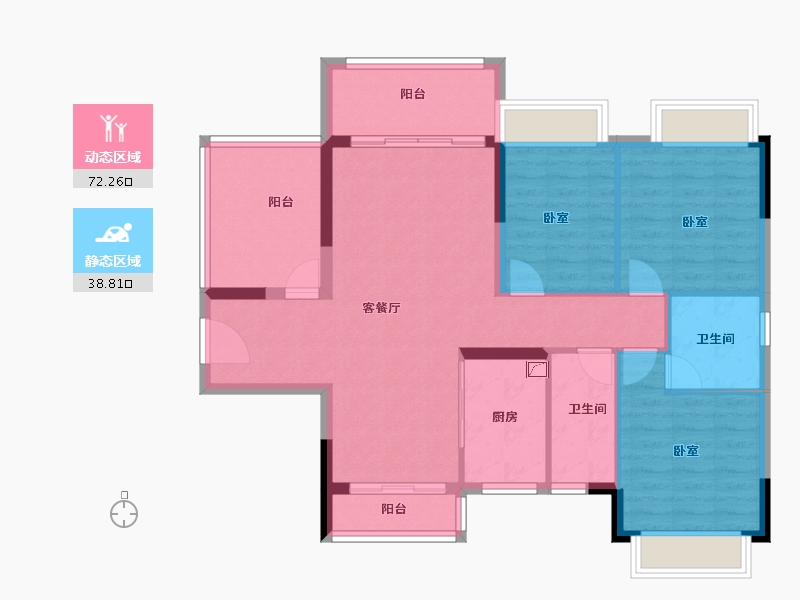 广东省-阳江市-阳江·钧明里-100.06-户型库-动静分区