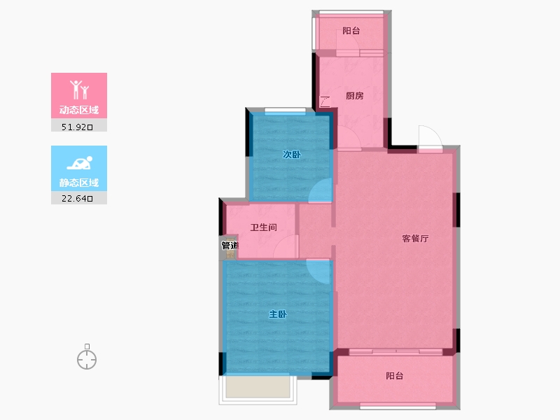 吉林省-长春市-恒大檀溪郡-66.97-户型库-动静分区