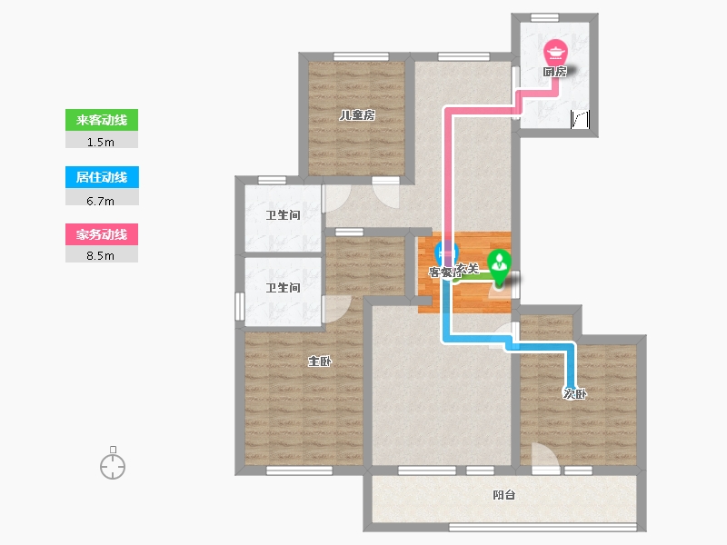 山东省-青岛市-融创澜山壹號-105.40-户型库-动静线