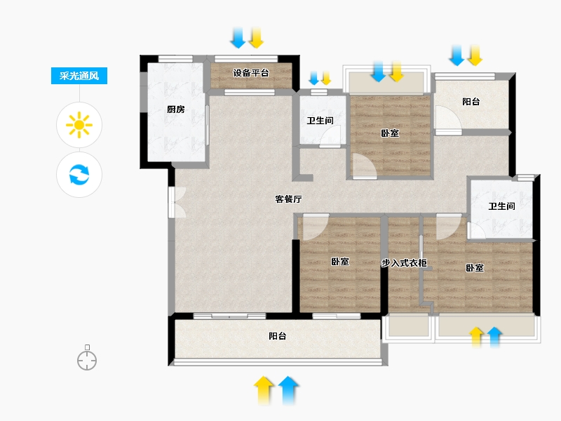 湖南省-衡阳市-中泰天境-111.00-户型库-采光通风