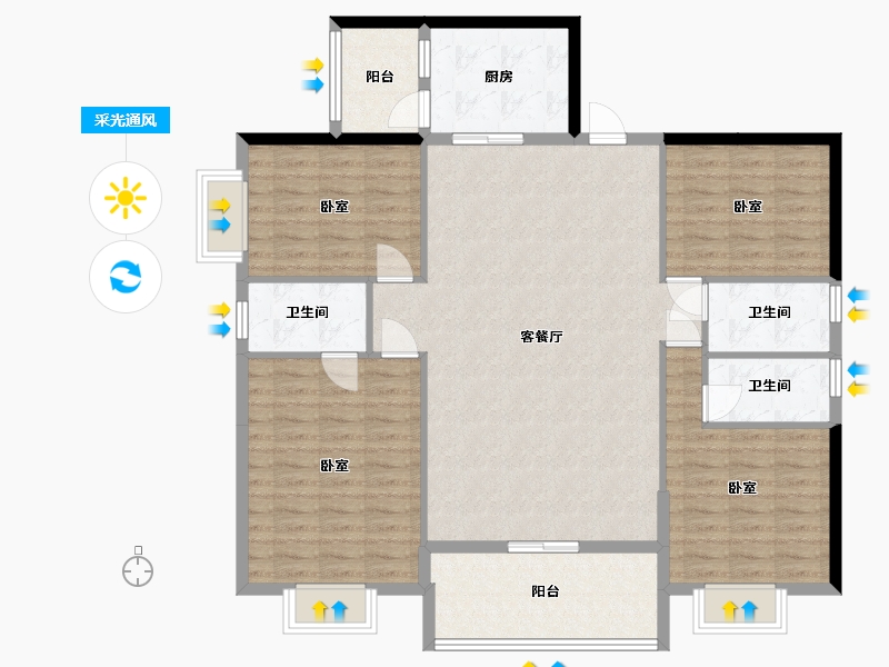 广东省-汕尾市-天悦明珠-128.51-户型库-采光通风